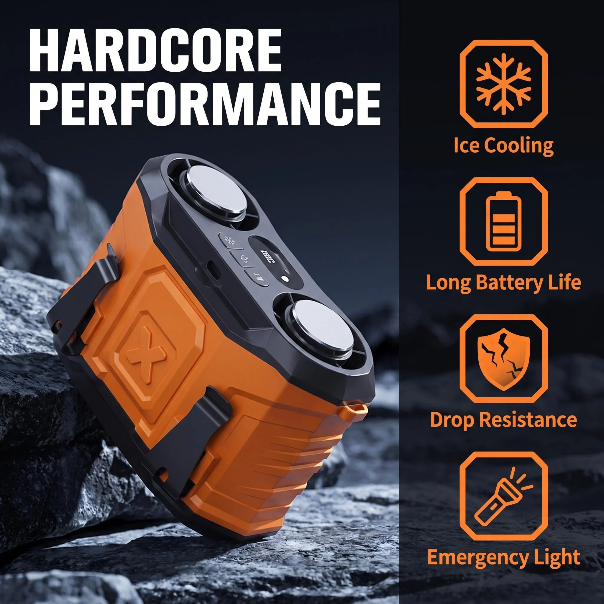 DIGITAL DISPLAY HANGING WAIST FAN DOUBLE TURBO COOLER RECHARGEABLE PORTABLE AIR COOLER HIGH SPEED FAN FOR FISHING CAMPING WORK ﻿