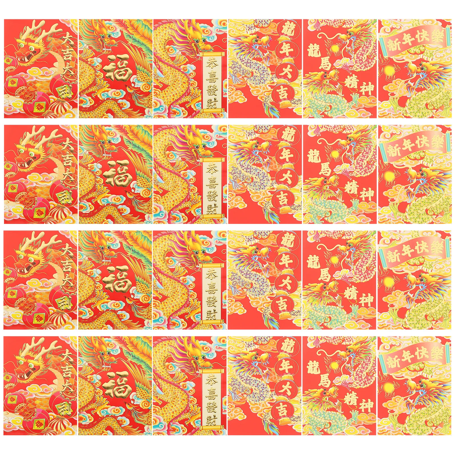 30Pcs Chinese Style Red Envelopes Paper Lucky Money Packets Traditional Lunar New Year Red Packets Festival Gift Bags