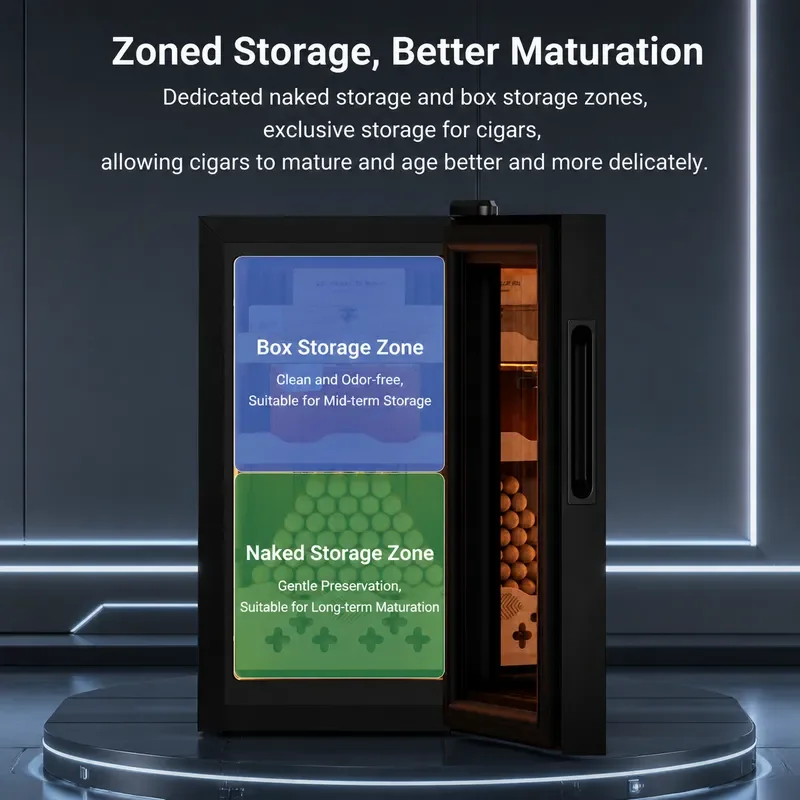 Eggar Dragon 23C Intelligent Cigar Cabinet Constant Temperature Humidity Cedar Wood Rack Alcohol Moisturizing Electronic Wine