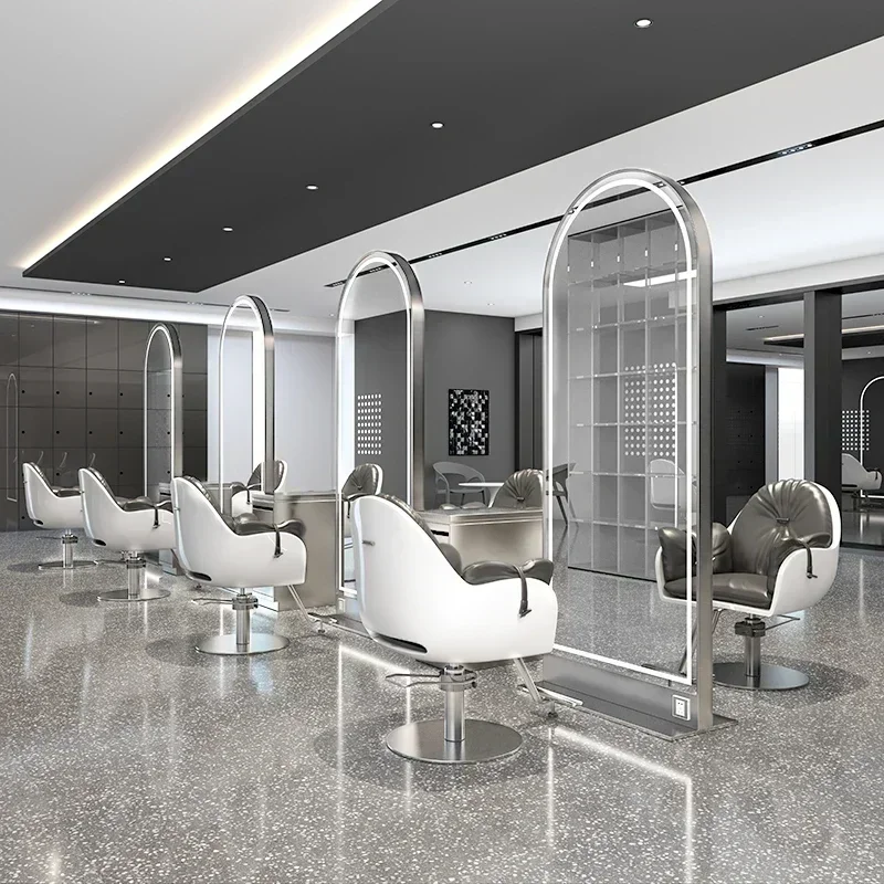 TTA13 Hair Salon Double-Sided Hair Cutting Mirror For Hair Salon With Light Floor Dressing Table