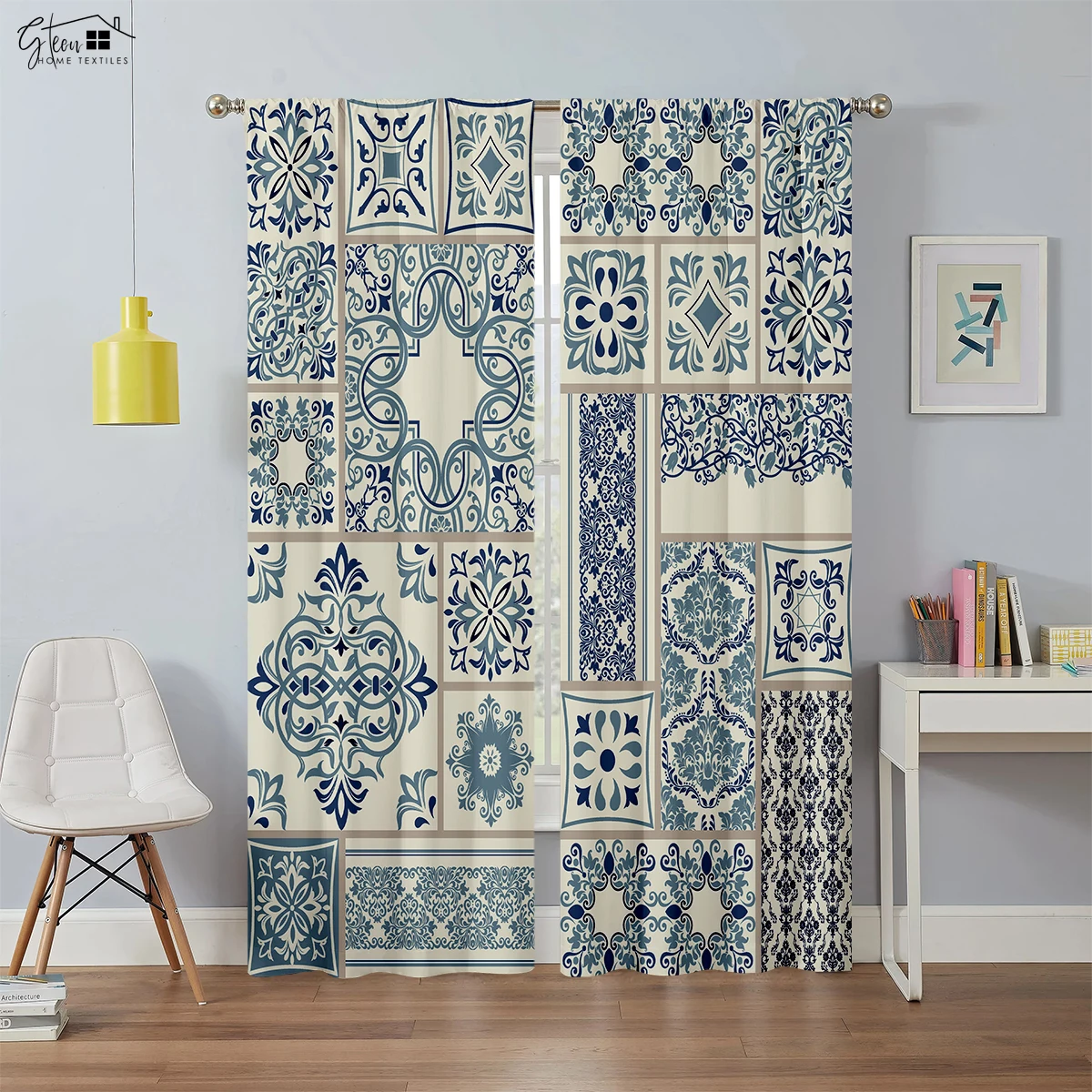 

2-Pack Bohemian Colorful Plaid Pattern Printed Curtains Suitable For Bedroom, Living Room, Study Room Decorative Curtains