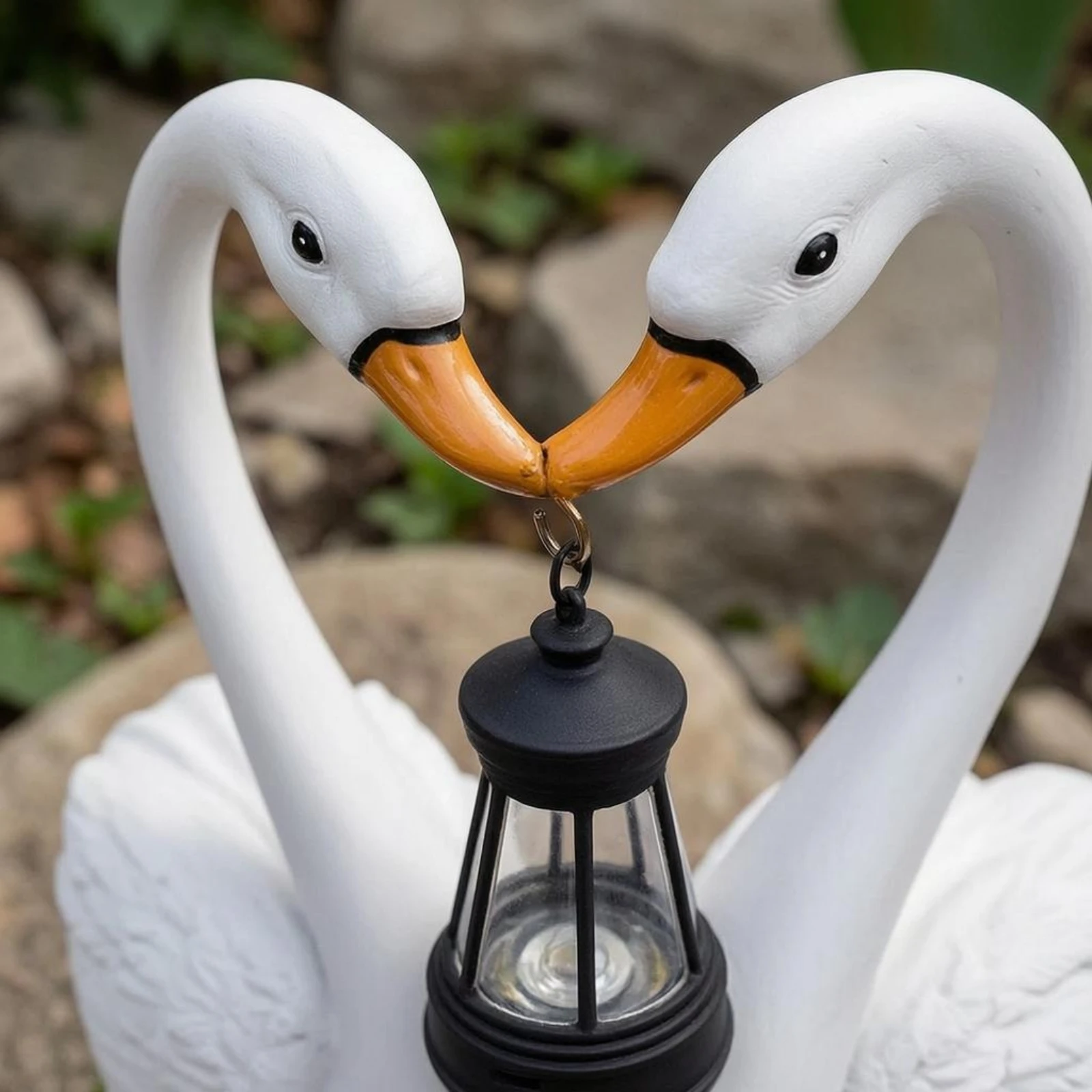 Lantern Swan Ornament Painted Swan Garden Ornament LED Light Anti Fading for Courtyard view 6