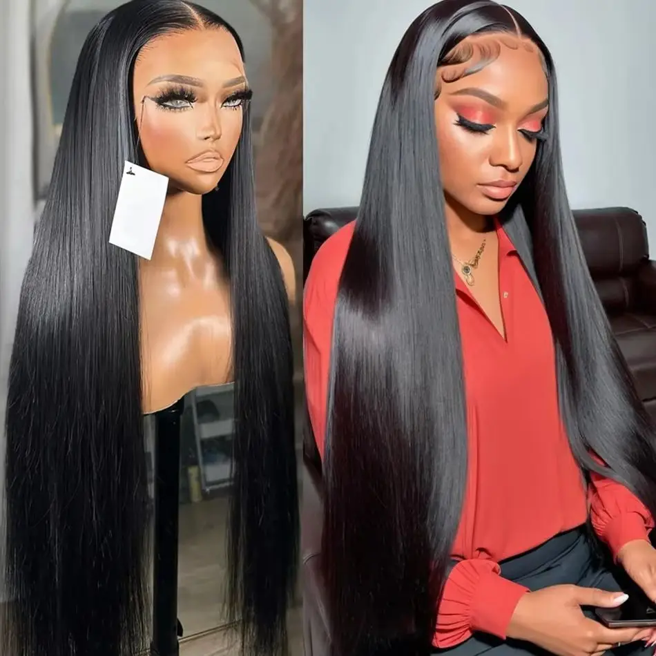 

200Density 13x4 13x6 Lace Front Human Hair Wigs Brazilian Transparent Straight Lace Frontal For Women PrePlucked 5x5 Closure Wig