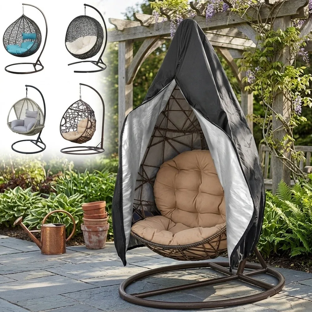 Full Coverage Hanging Chair Cover Waterproof Anti Dust Anti UV Weatherproof Protector Outdoor Patio Furniture Cover