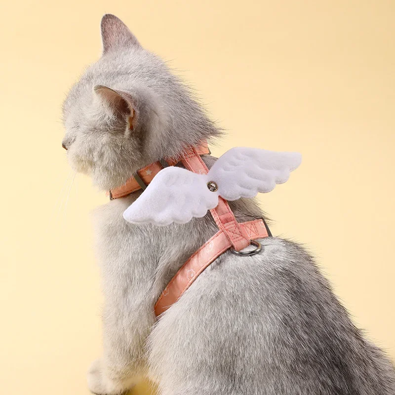 Sweet  Angel Wing Cat Harness 120cm Leash Outdoor Cat Dog Harness and Leash Set Water Proof Vest Chest Strap Kitten Accessories