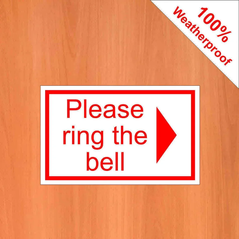 3 X Please Ring The Bell With  Right  Facing Arrow Self  Adhesive Vinyl Sticker Multiple Colors Customized