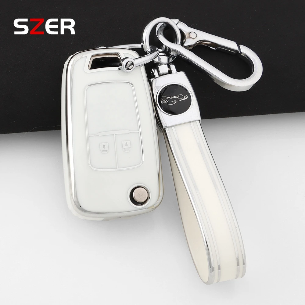 2 Buttons TPU Flip Car Key Cover Case Fob Keychain Shell For Chevrolet Chevry Cruze Sedan Hatchback Malibu Trax Aveo 2009-2019 view 3