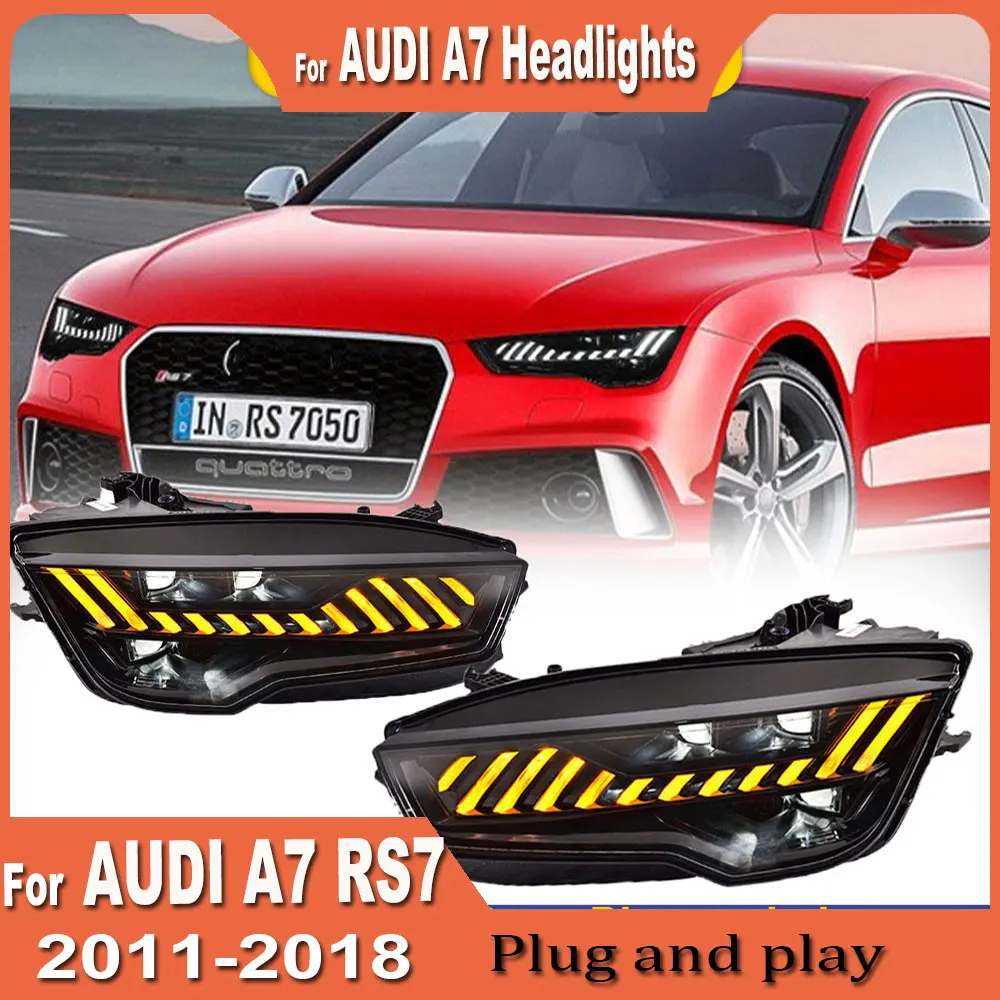 Car Headlight For Audi A7 2011 2012 2013 2014 2015 2016 2017 2018 LED RS7 Headlamp Dynamic Information Turn Signals Accessories