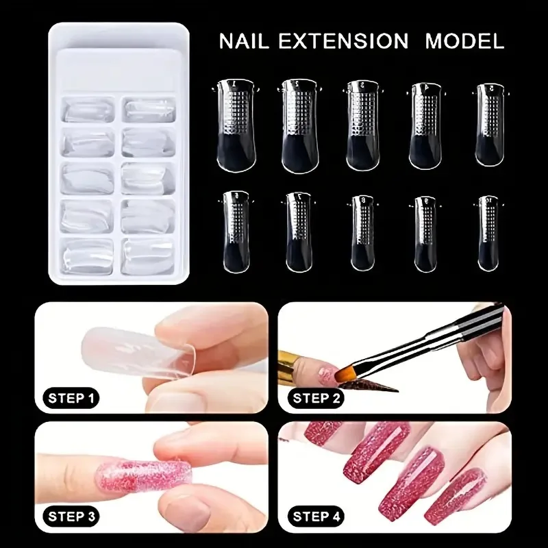 100 قطعة مسمار تلميح المهنية تمديد إصبع مجموعة الأشعة فوق البنفسجية هلام البولندية سريعة وهمية مسمار تلميح مانيكير أدوات مانيكير لتقوم بها بنفسك مجموعة أدوات