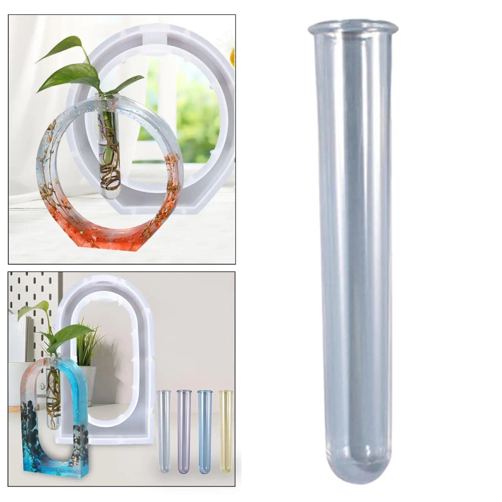 Flowers Test Tubes Concrete Cement Pot Test Tubes Ornament Display Stand Round Vase Planter Holder Plant Incubator for Garden
