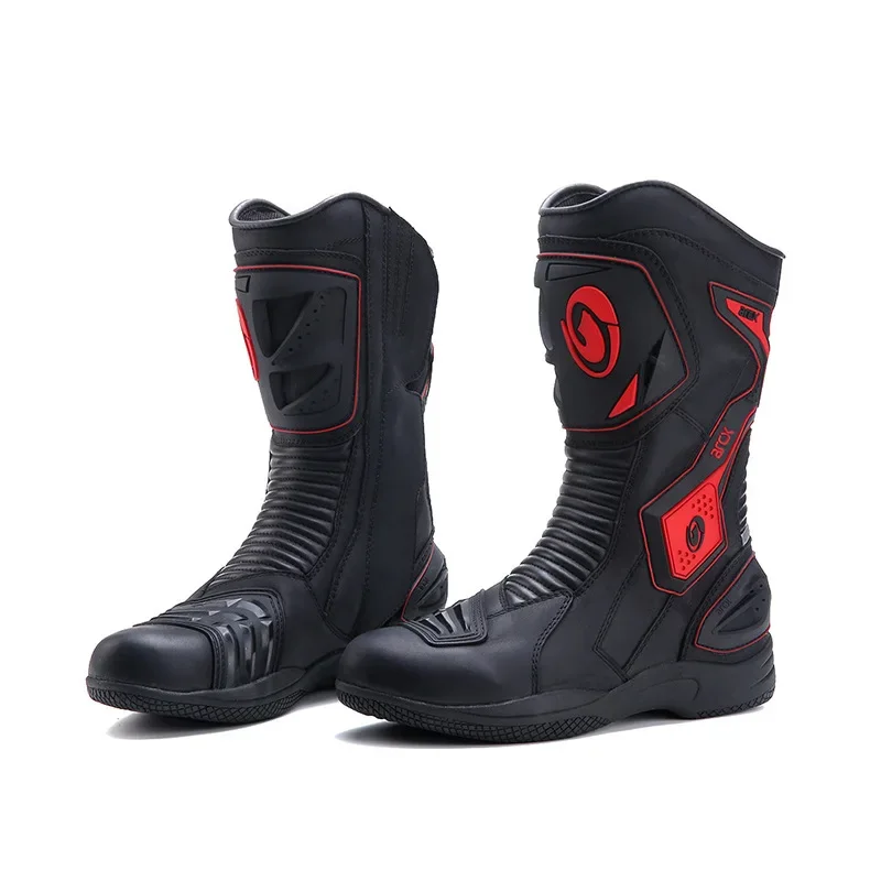 Motorcycle High-top Boots Men's Riding Boots Cowhide Breathable Motorcycle Shoes Anti-slip Wear-resistant Riding Shoes Road Shoe