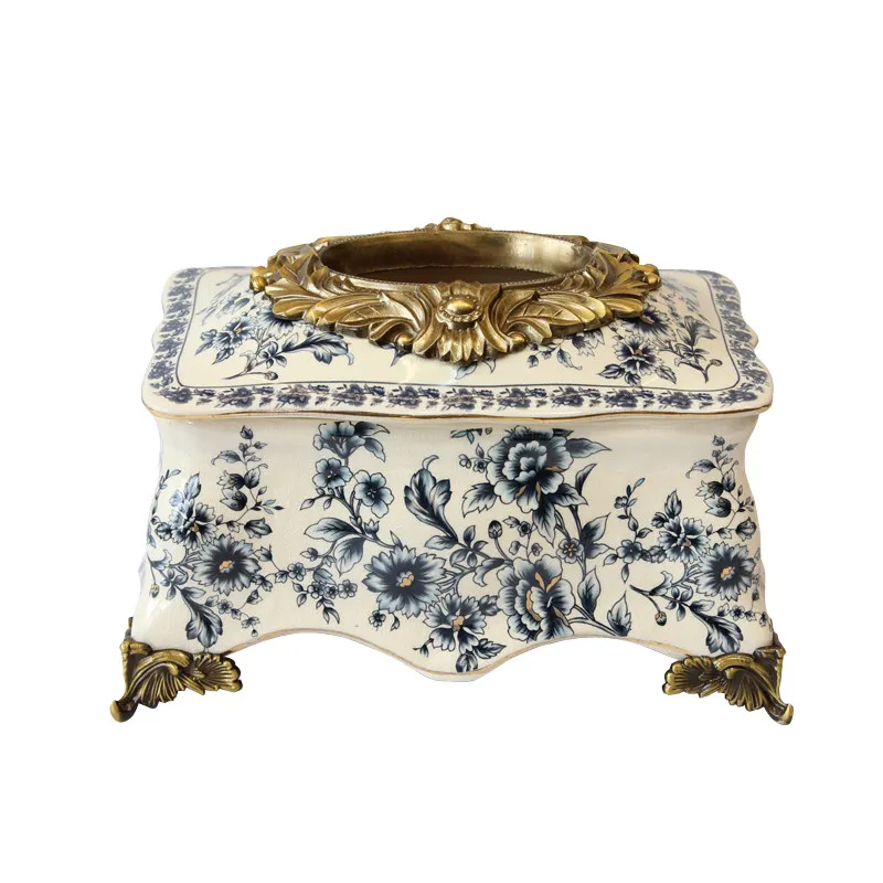 For Ceramic tissue box Modern American new Chinese rectangular carton craft decoration