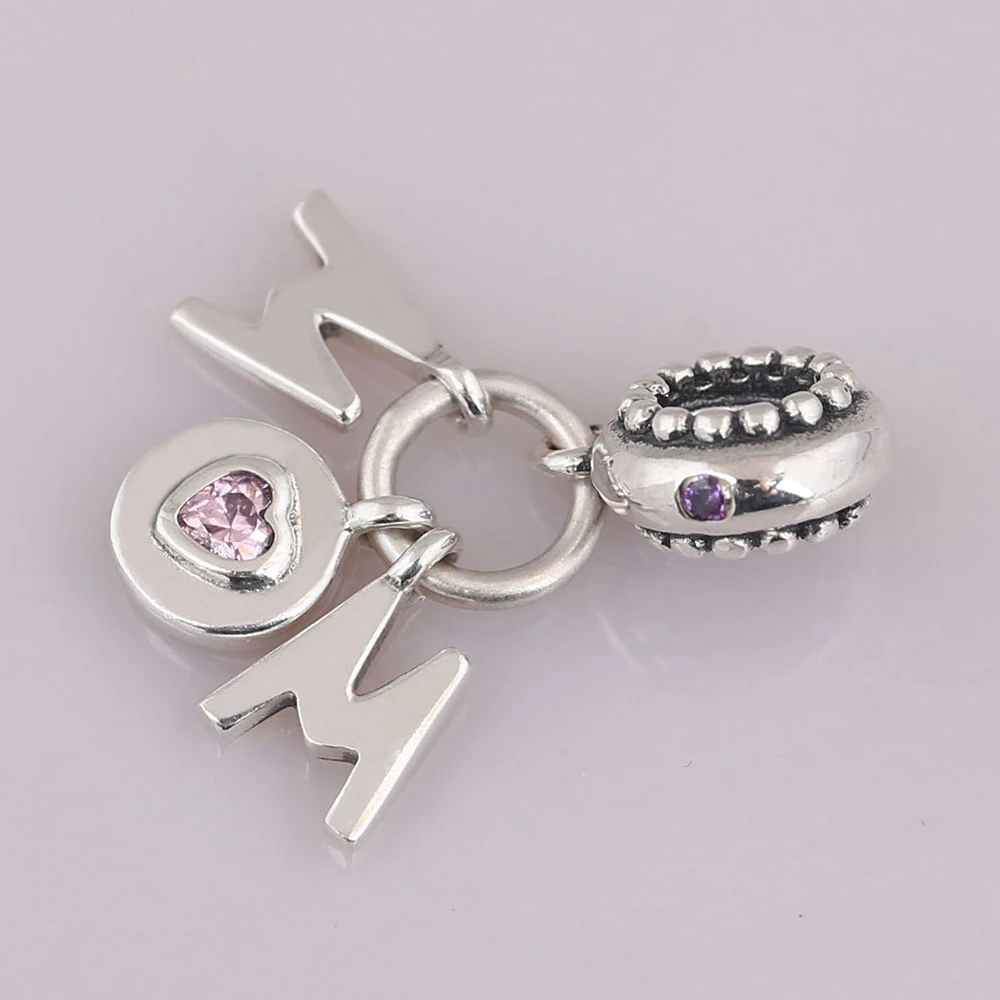 925 Sterling Silver Bead Be Happy Perfect Mom Family Mum Letters Dangle Charm For Fashion Women Bracelet Bangle Gift DIY Jewelry