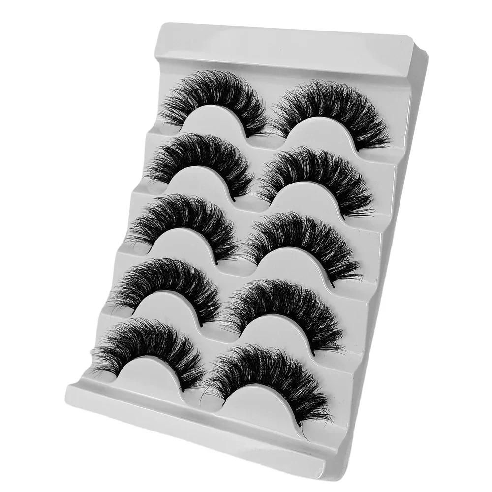 5 Pairs Cat Eye Eyelashes 3D Natural False Lashes D Curling Fluffy Soft Cross Manga Lashes Wispy Natural Eyelash Extension