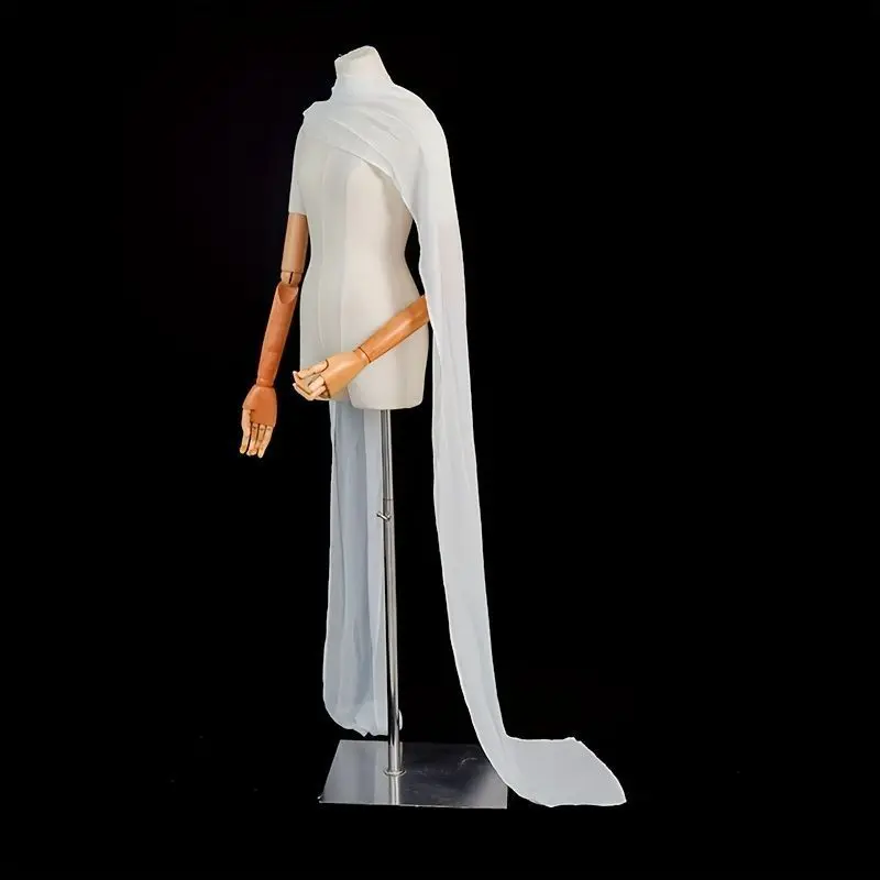 Sheer Chiffon Neck Scarf Long Trailing Shawl for Photography Flowy Wispy Drape and Elegant Style