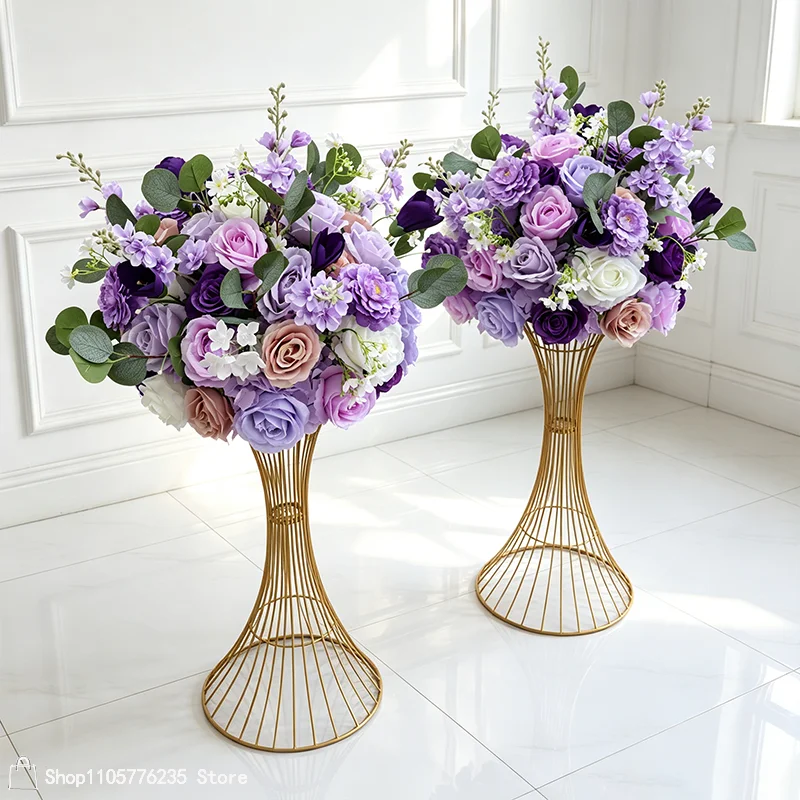Lila Lavendel Künstliche Blumen Tischdekoration für Hochzeiten 30-80cm Luxuriöses Rosenarrangement Blumendekoration für Party-Bankett-Deko – Detail 3