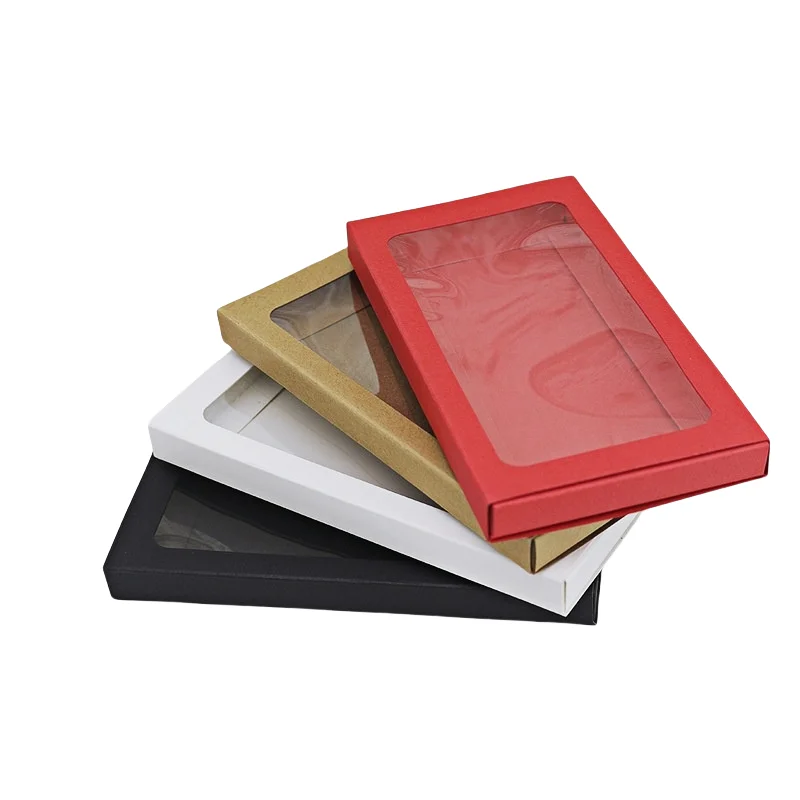 Kraft Cardboard Phone Case Packaging Box Red/White/Brown/Black Paper Drawer Box With Clear Window