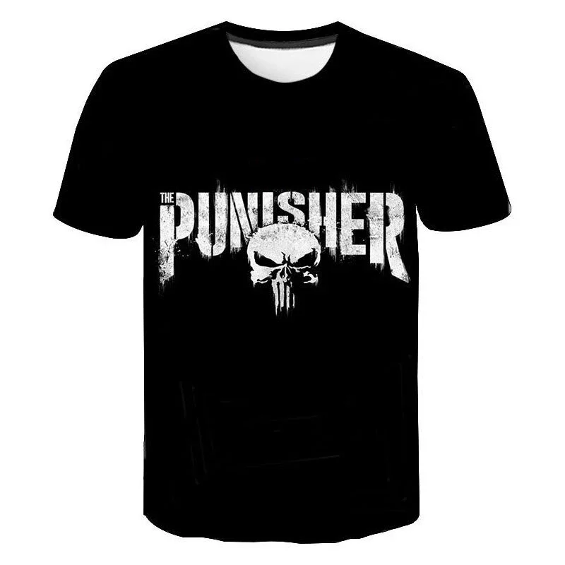 New Disney Punisher T-Shirts Skull 3D Print Streetwear Men Women Fashion Oversized Short Sleeve T Shirt Kids Tees Tops Clothing