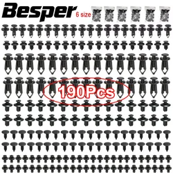 190pcs Car Retainer Clips 6 Sizes Fasteners Automotive Plastic Clips Kit Auto Trim Panel Clip Mixed Car Body Bumper Rivet