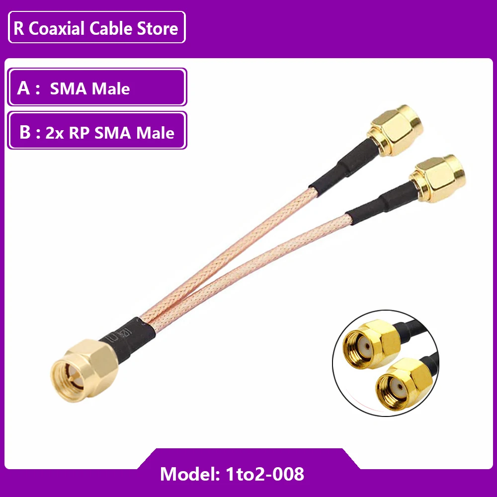 موصل SMA ذكر إلى 2x SMA أنثى ، تمديد الهوائي ، محوري الترددات اللاسلكية ، كابل RG316 ، مقسم ضفيرة ، 1إلى 2 Y نوع ، هواوي ، ZTE ، 3 ، 4 ، 5G مودم