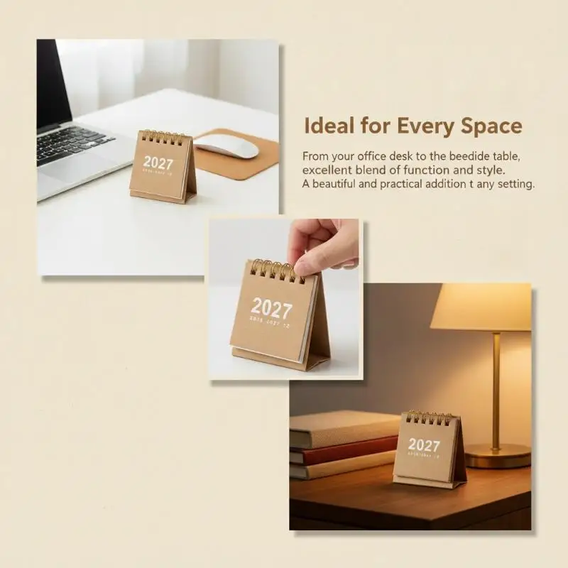 @*2027 Creative Simple Coil Mini Desk Calendar Small Desktop Planner for Office Home Desktop Decor Daily Schedule Note