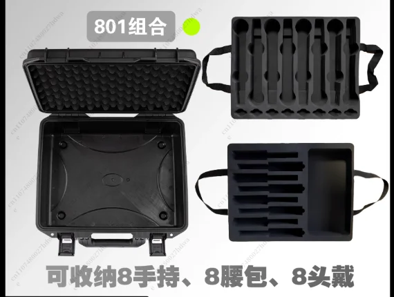 801 Combination Storage Box 8 Microphone 8 Fanny Pack Microphone, Headset Earphone Monitor Performance Suitcase