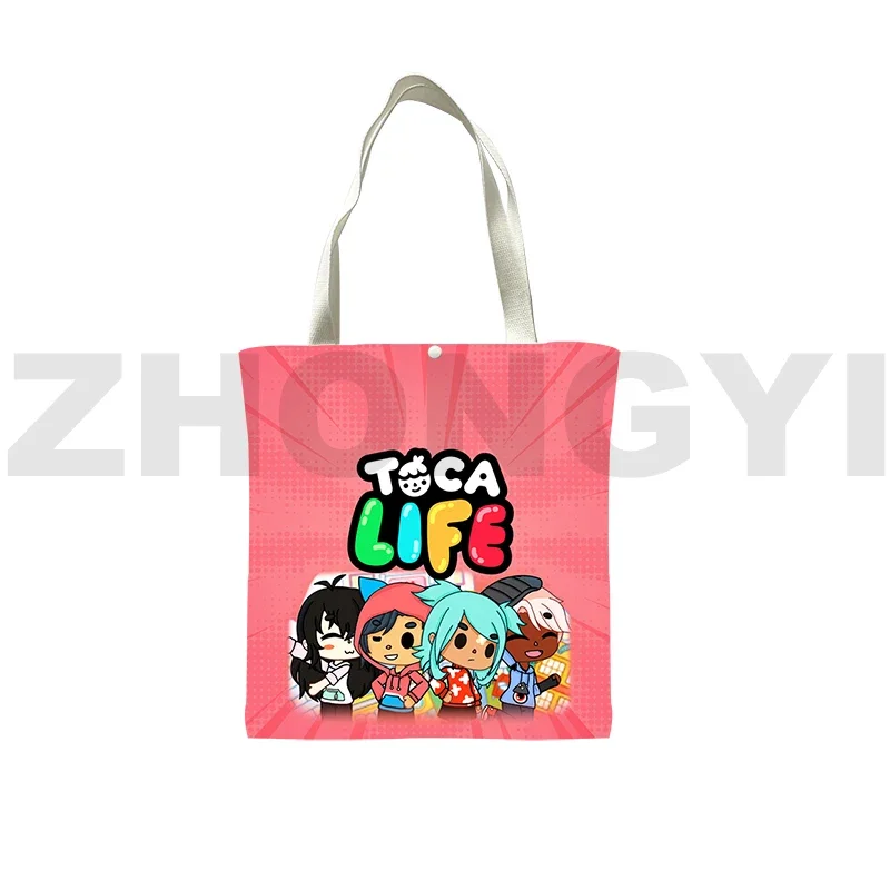 Fashion Travel Toca Life World Game 3D Shopping Bag Lovely Cartoon Toca Boca Tote Bag Korean Style Harajuku Anime Shoulder Bags