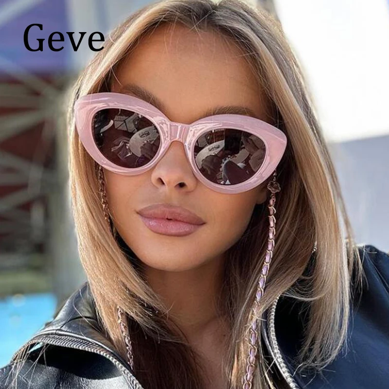 Vintage Cat Eye Sunglasses Women Fashion Striped Decoration Black Sun Glasses Female Luxury Brand Vintage Style Leopard