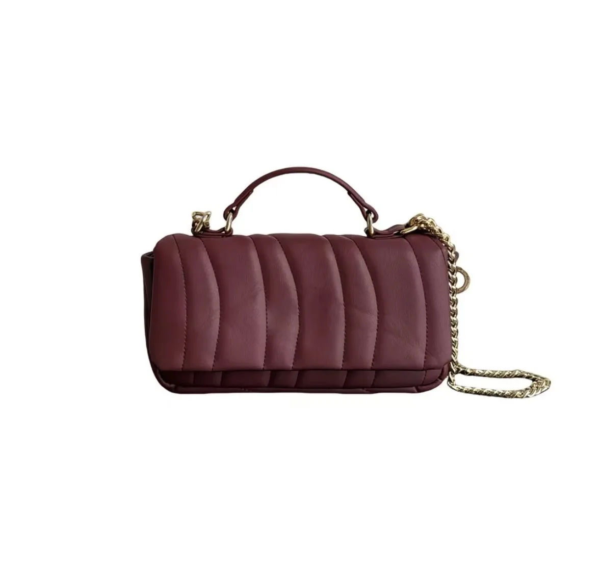 

NIGO Women's Solid Color Removable Shoulder Strap Quilted Leather Single Shoulder Crossbody Handbag Bag Bags #FWRD74296