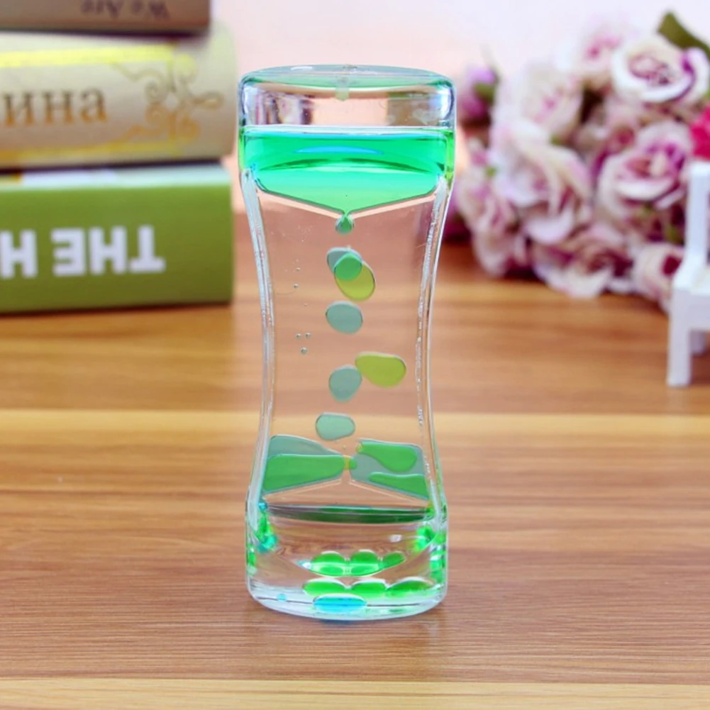 Double Color Sand Hourglasses Colorful Liquid Timer Anxiety Relief Liquid Motion Timer Bubble Timer Oil Hourglaslock Decor Gift