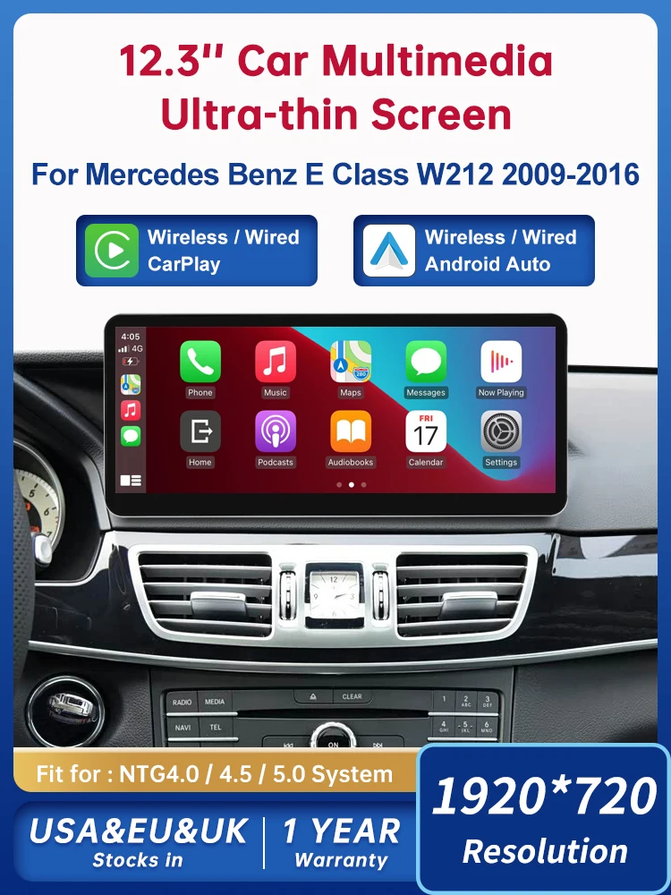 12,3-Zoll Road Top Touch Display Multimedia-Player für Mercedes Benz E-Klasse W212 2009-2016 NTG4.0 4.5 5.0 GPS Carplay Bildschirm