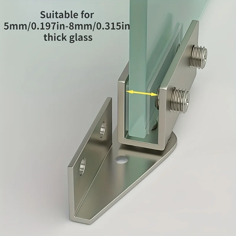 2Pcs Non-perforated Glass Door Hinge Display Cabinet Glass Cabinet Hinge Side Mounted Stainless Steel Furniture Hardware Hinge
