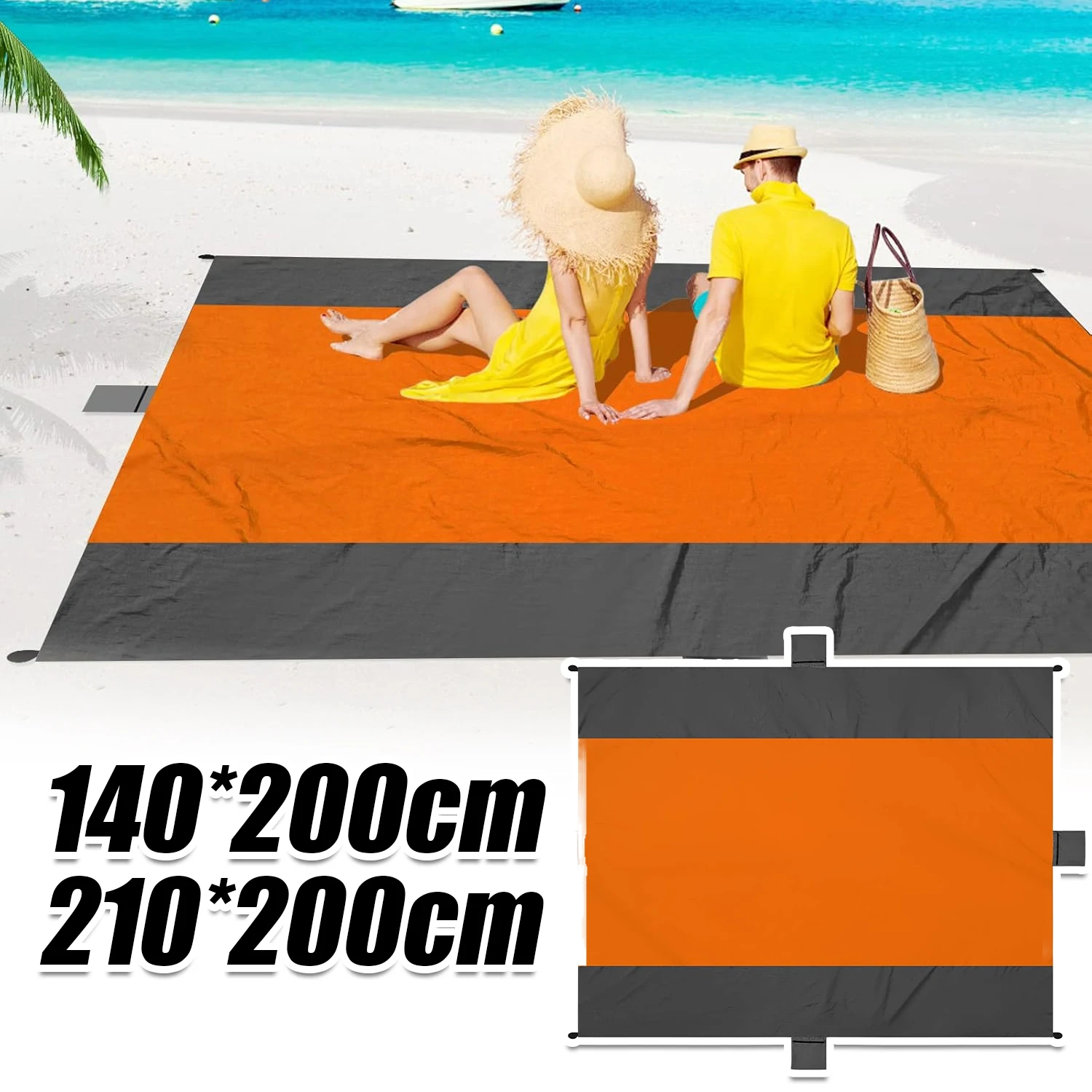 Outdoor Camping Waterproof Foldable Portable Picnic Mat Moisture Proof Polyester Plaid Pocket Beach Mat for Travel Picnic