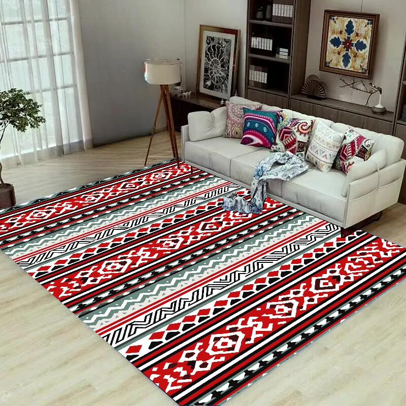 

Morocco Geometric carpets for living room Red Multicolor Ethnic Style Bedroom Decoration Rug Parlor Study Home Decor Floor Mats