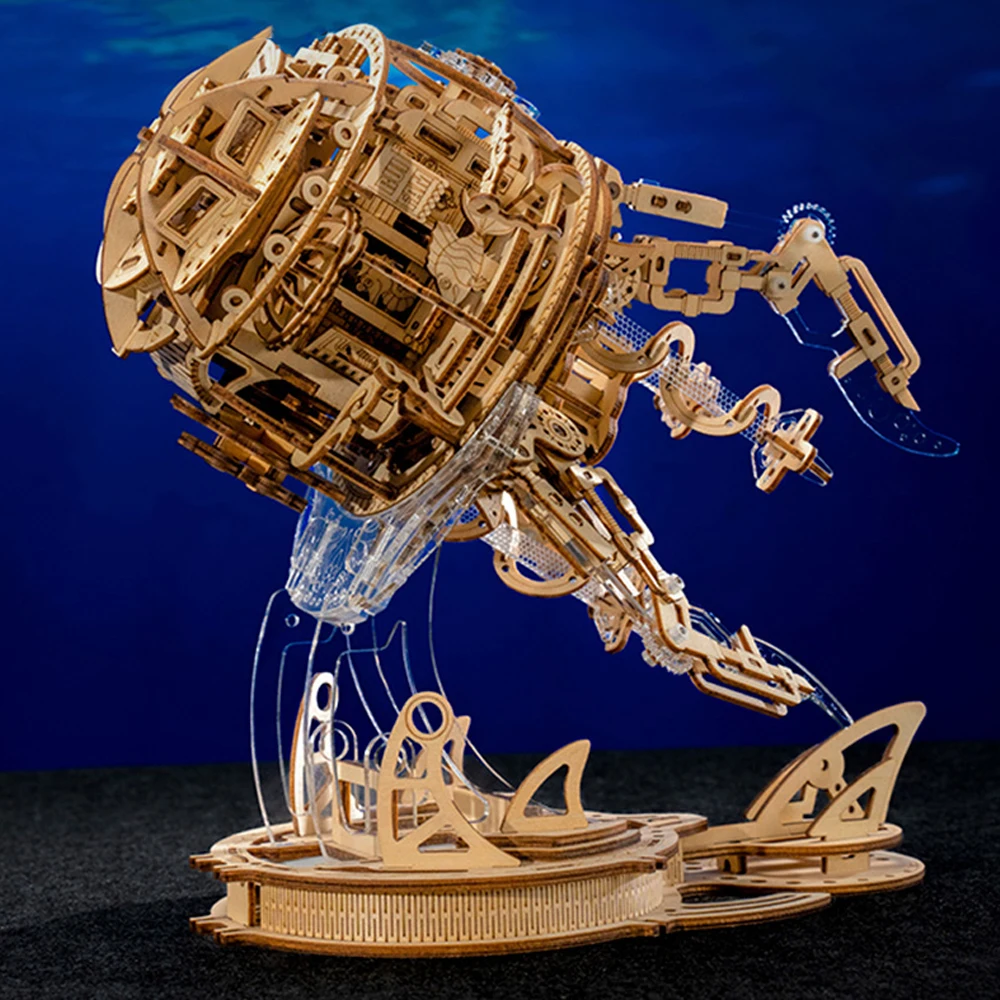 Puzzle 3D DIY drewniane Aurora meduza zmontowane miniaturowe zestawy modeli z muzyką światło puzzle dla przyjaciół prezenty urodzinowe