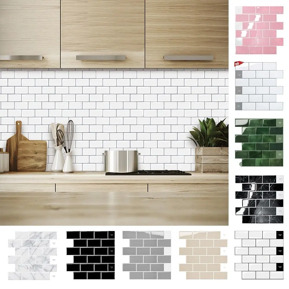 Self-adhesive 3D Stereo Wall Stickers Waterproof Oil Proof Backsplash Wall Decals Moisture-proof Brick Design