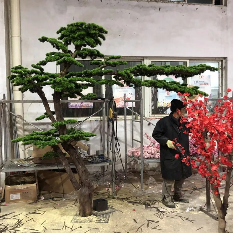 

Simulation pine tree welcoming pine Podocarpus fake tree shopping mall hotel decoration shape office ornaments