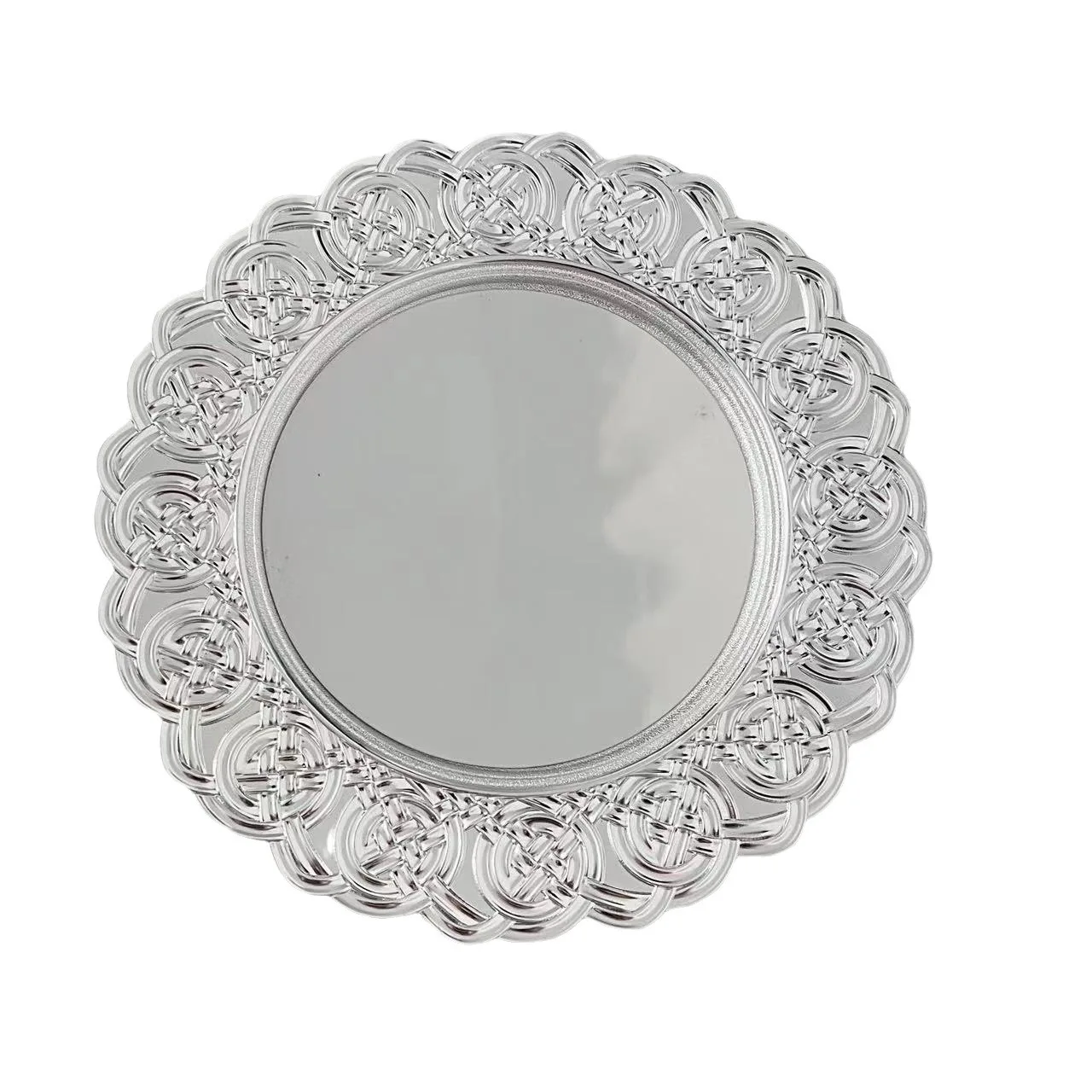 White Ceramic Dinnerware Set Wedding Beads Rim Round White Chargers Plates for Restaurant Party Wedding Table Decorations