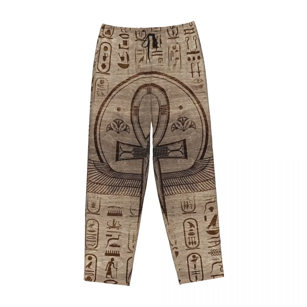 

Custom Egyptian Cross - Ankh - Wooden Texture Women Pajama Pants Lounge Sleep Sleepwear Bottoms with Pockets