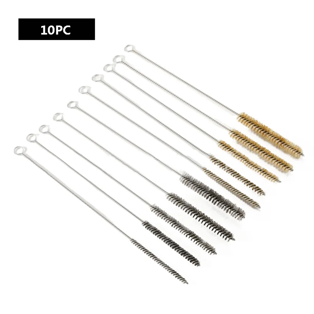 5/10pcs Stainless Steel Cylinder Wire Tube Pipe Cleaning Brushes Thread Type For Polish Clean 6mm 8mm 10mm 12mm 15mm 5sizes