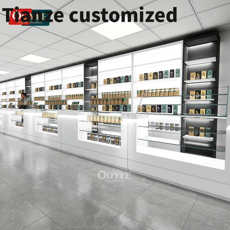 Customized-high end retail racks stand Wall glass display cigar store display smoke shop display counter