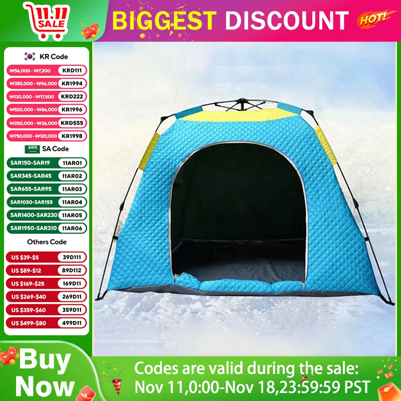 Heighten 1.7m Thick Filling Cotton Layer Ice Fishing Tent Professional Keep Warm Winter Hydraulic Automatic Outdoor Camouflage