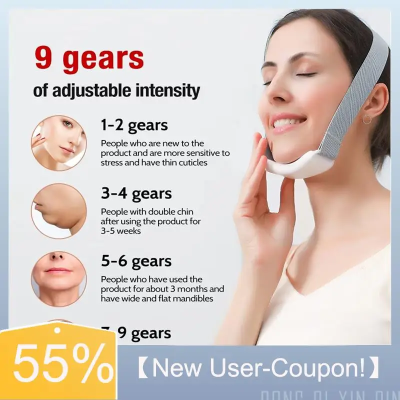 A60T新型フェイススリミングデバイス 顎フェイスマッサージャー 振動ベルト 温熱圧縮 パーソナルケア用