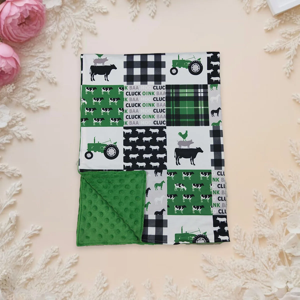 

Детское постельное белье Minky, флисовое одеяло с бантиками и бантиками для малышей, фланелевое детское бутиковое зеленое тонкое одеяло, оптовая продажа