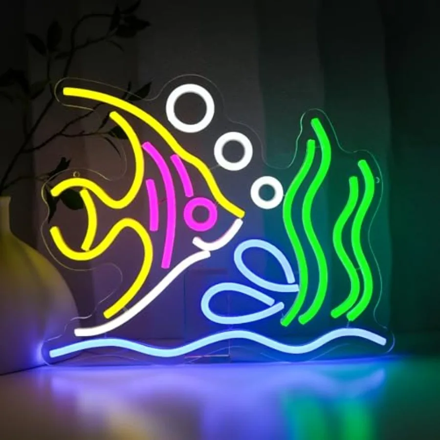 

Neon Sign for Wall Decor Led Signs for Room USB Dimmable Neon Lights for Fish Shop Bar Home Pub Club Man Cave Party Store Offic