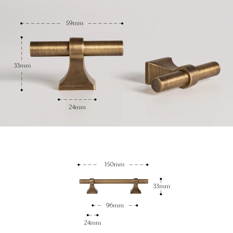 Antique brass drawer handle and T knob — supplier illustration 25