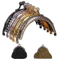 2/4/10Pcs 85mm Metal Women's Handbag Handles Embossed Purse Frame Kiss Clasp Lock Wallet Sewing Brackets Bag Handle Accessories