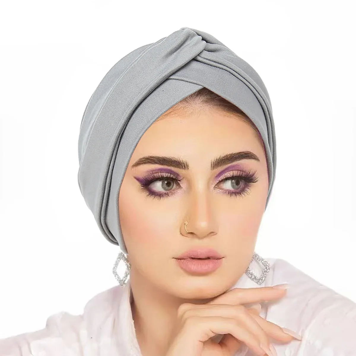 Twist Knot Turban Indian Hat Women Chemo Cap Forehead Cross Headscarf Muslim Hijab Beanies Bonnet Hair Loss Wrap Turbante Mujer