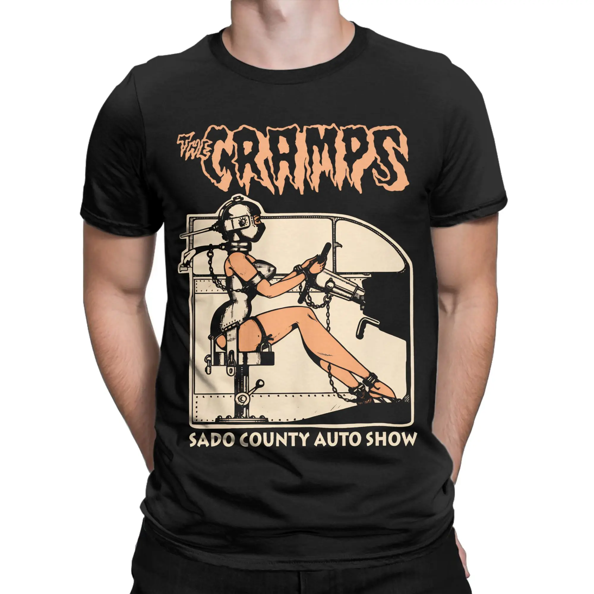 Men's The Cramps Psychobilly Music T Shirt Clothes Novelty Short Sleeve Crewneck Tee Shirt Graphic Printed T-Shirts