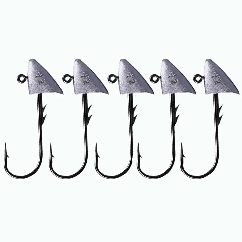 5pcs/lot 2.5g 3.5g 4.5g 5g Jig Head Fishing Hooks Weighted Head Fishhook Anti-hanging grass Fishing Hook For Soft Baits